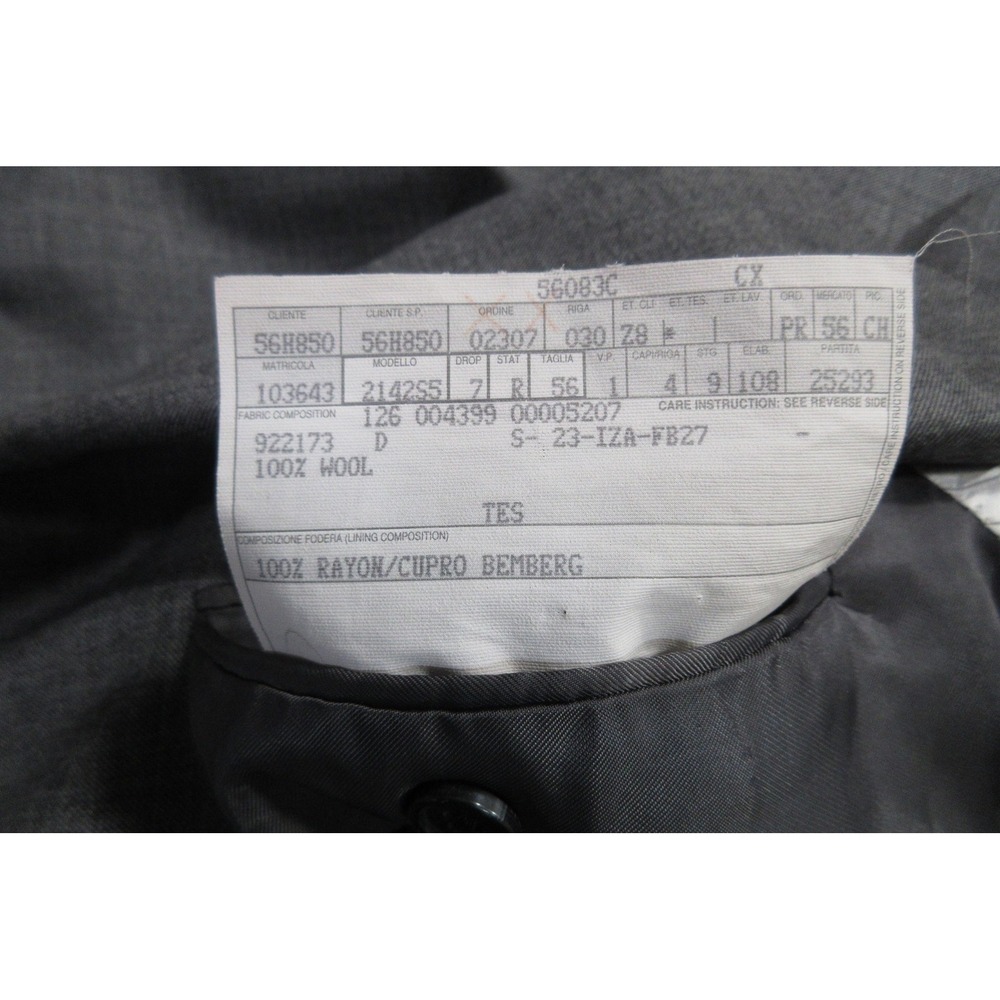 Ermenegildo Zegna Blazer Mens 56 Gray Wool Three Button Lined Suit Jacket US 46R - Picture 10 of 13